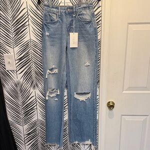 Flying Monkey Blue Distressed Straight Leg Jeans